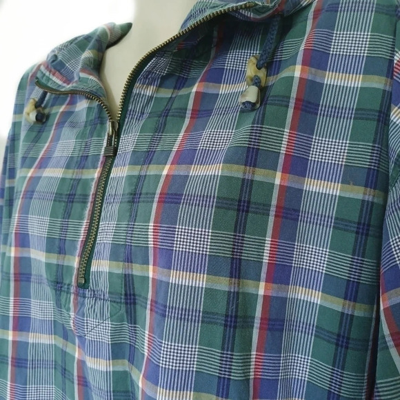 Vintage EDDIE Bauer Plaid Quarter Zip Windbreaker Jacket - Picture 5 of 8